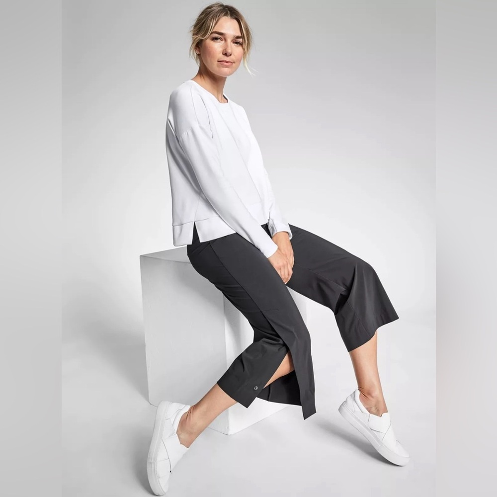 ATHLETA Tribeca Wide Leg Crop Pants in Black Size 4